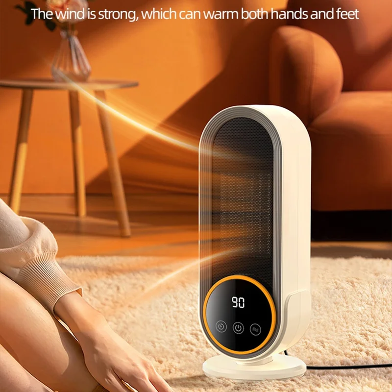 E68S 1200W RC Heater Two-Speed Fast Heating Fan LCD Touch Screen Display Timed Electric Heater - UK Plug