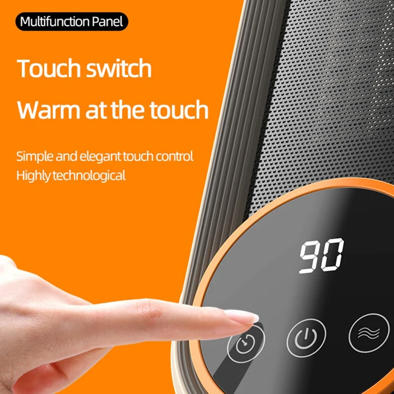 E68S 1200W RC Heater Two-Speed Fast Heating Fan LCD Touch Screen Display Timed Electric Heater - UK Plug