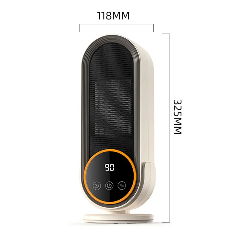 E68S 1200W RC Heater Two-Speed Fast Heating Fan LCD Touch Screen Display Timed Electric Heater - UK Plug