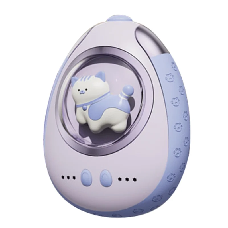 N1 2-in-1 5000mAh Fast Heating Cartoon Cat Hand Warmer Hot Compress Neckband - Purple