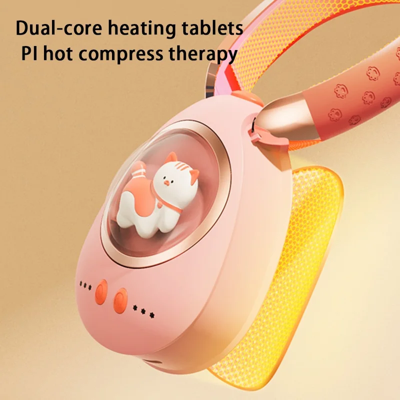 N1 2-in-1 5000mAh Fast Heating Cartoon Cat Hand Warmer Hot Compress Neckband - Purple