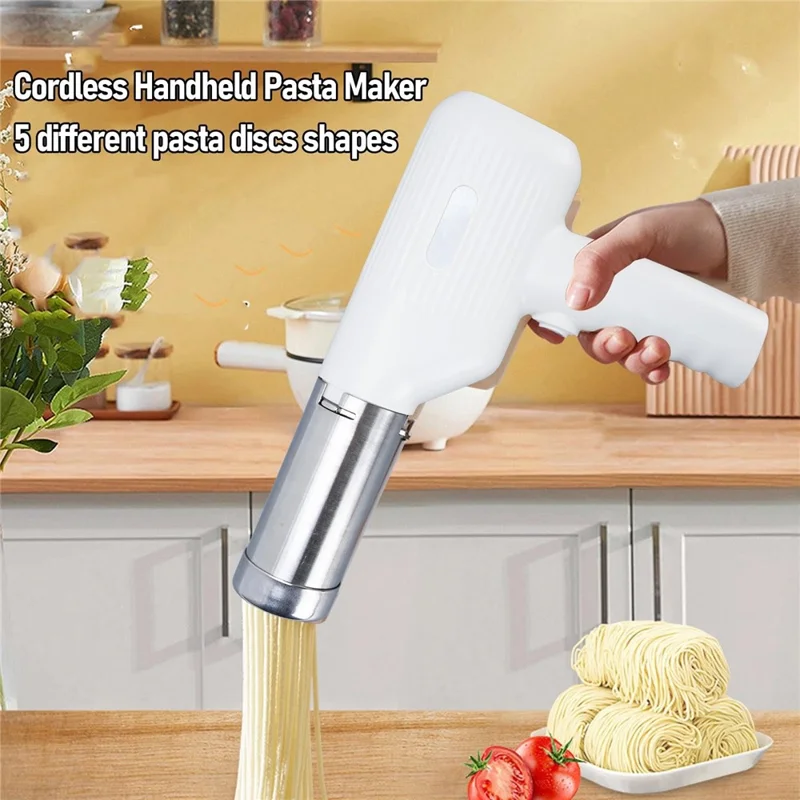 Automatic Noodle Maker 304 Stainless Steel Cordless Handheld Electric Pasta Machine (BPA Free, No FDA)