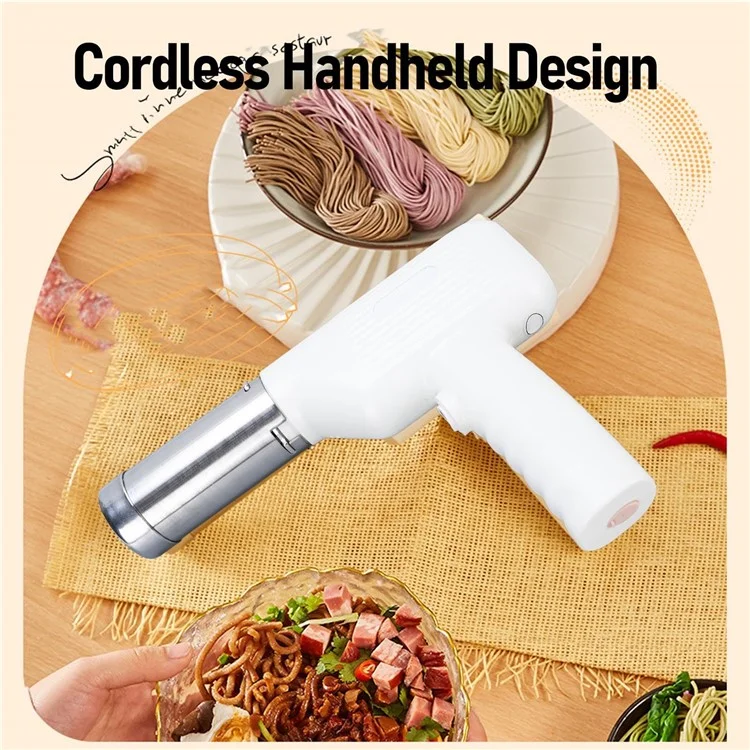 Automatic Noodle Maker 304 Stainless Steel Cordless Handheld Electric Pasta Machine (BPA Free, No FDA)