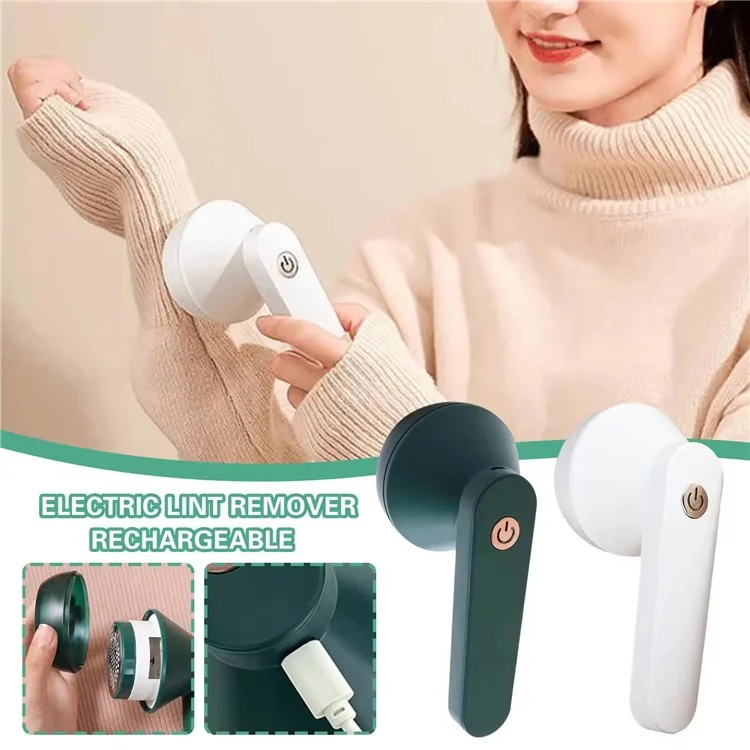 Rechargeable Fabric Shaver Clothes Lint Remover Home Use Fuzz Pill Bobble Trimmer - Green