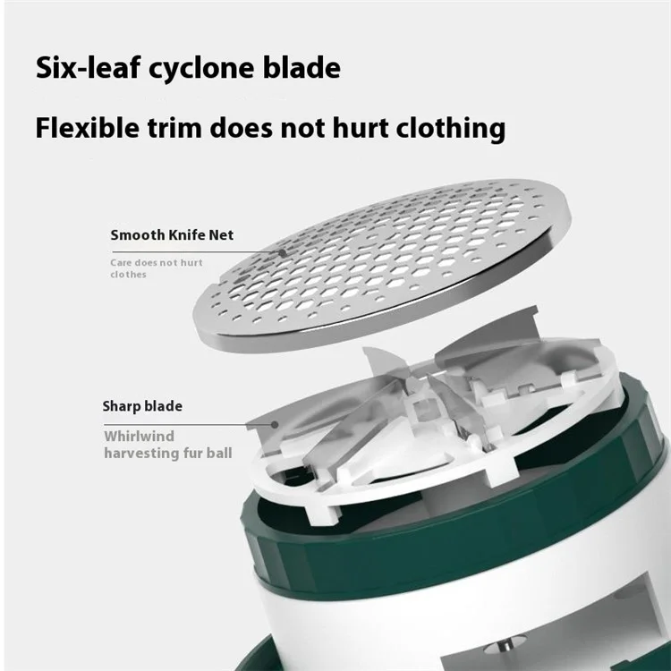 Rechargeable Fabric Shaver Clothes Lint Remover Home Use Fuzz Pill Bobble Trimmer - Green