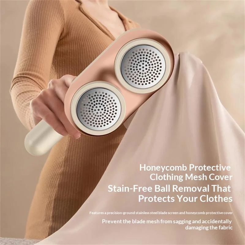 MQ-02 Dual-Head Fabric Shaver Rotatable Handle Rechargeable LED Display Dual-Core Lint Remover for Clothes - Light Coffee