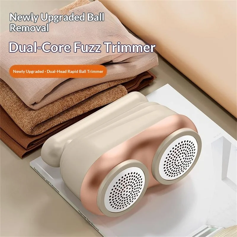 MQ-02 Dual-Head Fabric Shaver Rotatable Handle Rechargeable LED Display Dual-Core Lint Remover for Clothes - Light Coffee