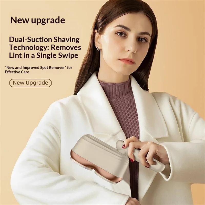 MQ-02 Dual-Head Fabric Shaver Rotatable Handle Rechargeable LED Display Dual-Core Lint Remover for Clothes - Light Coffee