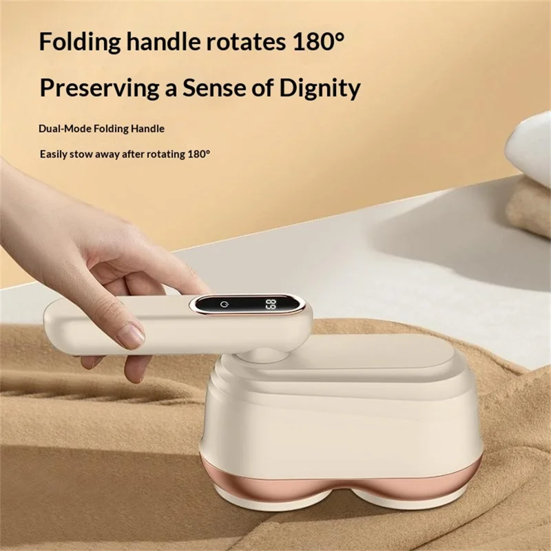 MQ-02 Dual-Head Fabric Shaver Rotatable Handle Rechargeable LED Display Dual-Core Lint Remover for Clothes - Light Coffee