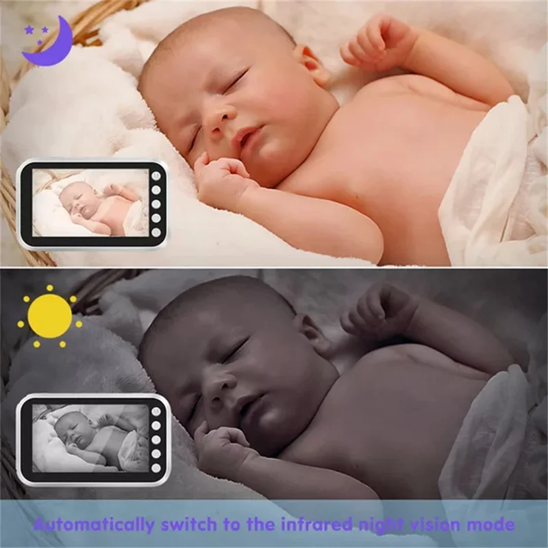 ABM100 4.3 inch LCD Baby Monitor Temperature Monitoring Lullabies 2 Way Voice Talk Baby Security IR Night Vision Video Camera - US Plug