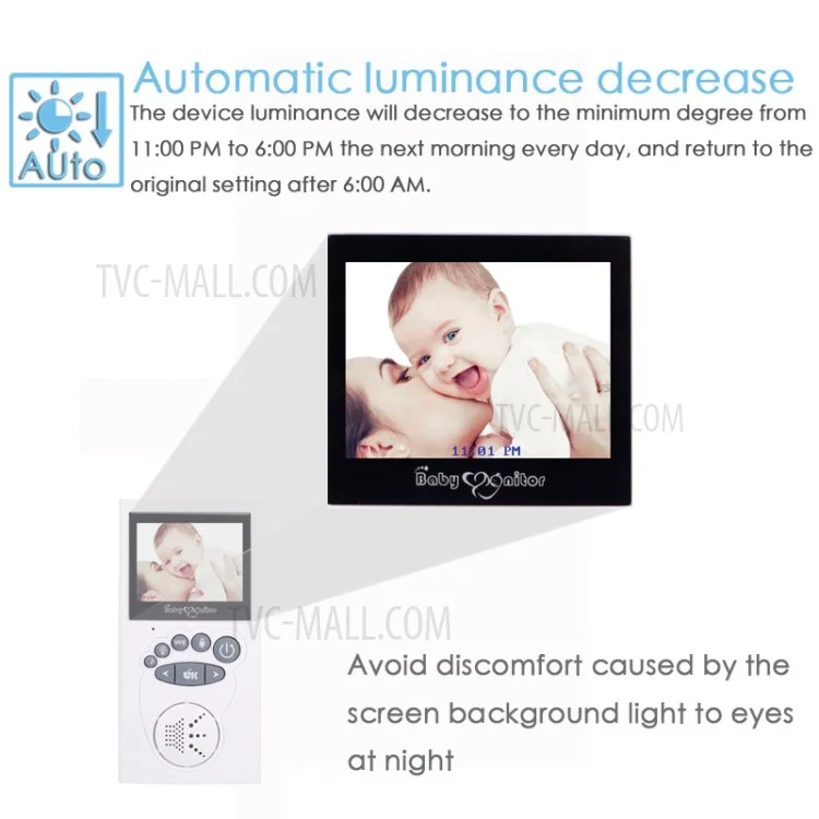 GB101 2.4 inch LCD Video Baby Monitor Wireless 2 Way Voice Intercom Baby Security Camera - UK Plug