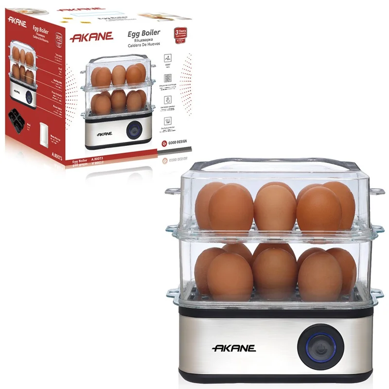 AKANE A.80073 Electric Egg Cooker Powerful 500W Heating 16 Eggs Dual Layer Steamer, EU Plug (BPA Free, No FDA)