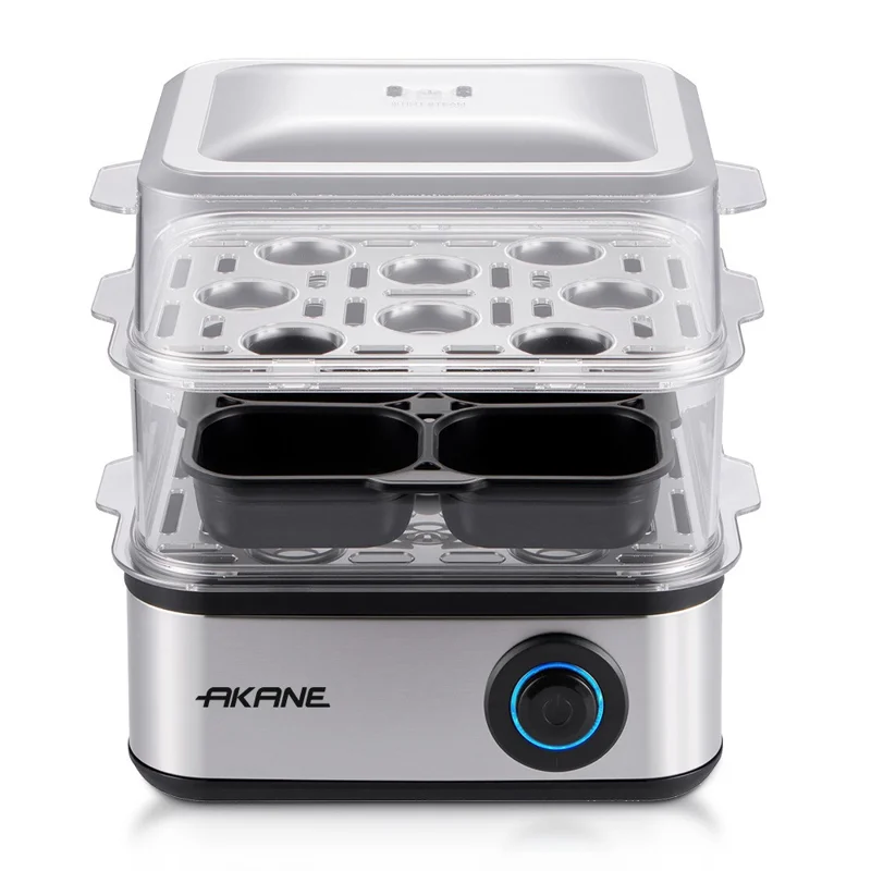 AKANE A.80073 Electric Egg Cooker Powerful 500W Heating 16 Eggs Dual Layer Steamer, EU Plug (BPA Free, No FDA)