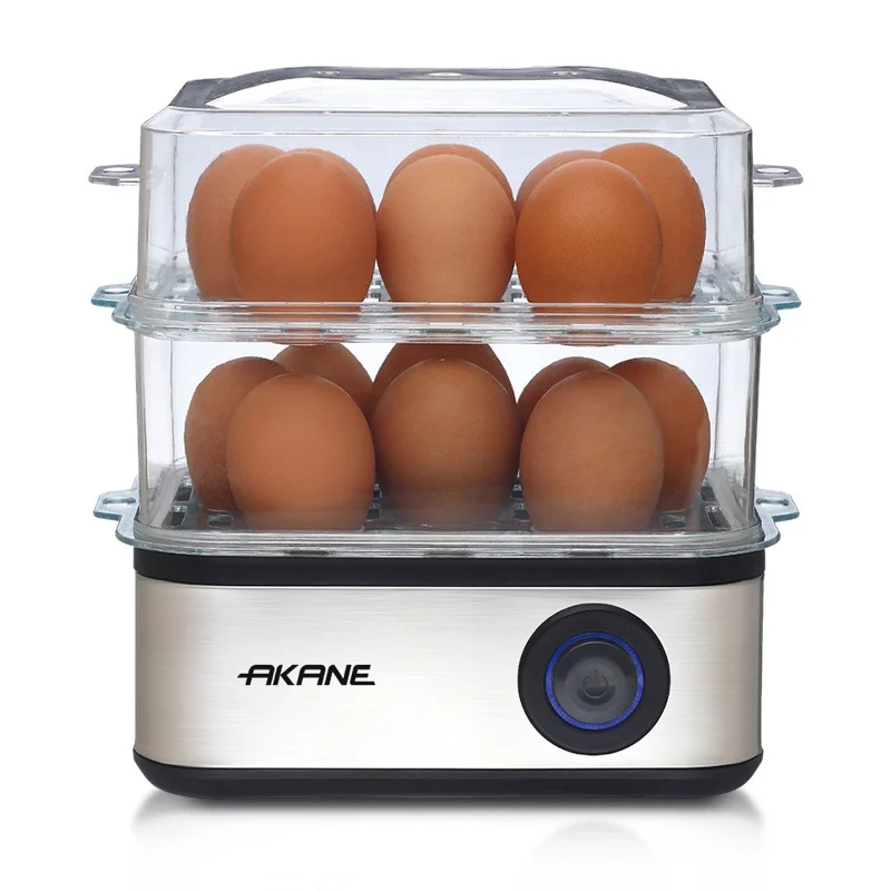AKANE A.80073 Electric Egg Cooker Powerful 500W Heating 16 Eggs Dual Layer Steamer, EU Plug (BPA Free, No FDA)