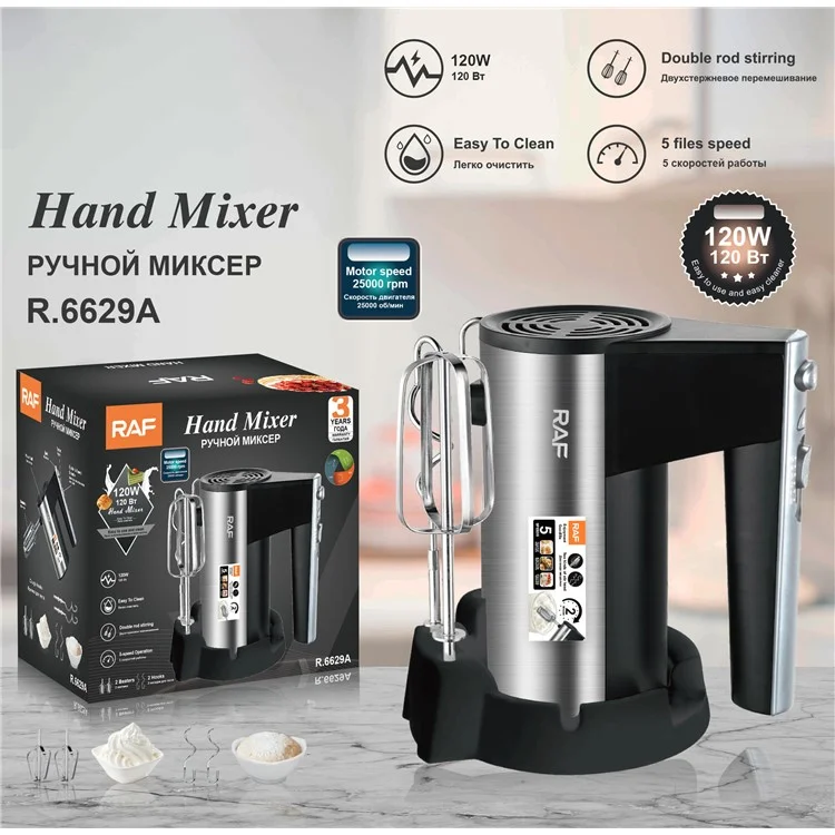RAF R.6629 450W Egg Beater 5 Speed Manuale elettrico Mixer con base di stoccaggio, spina EU (senza BPA, No FDA)