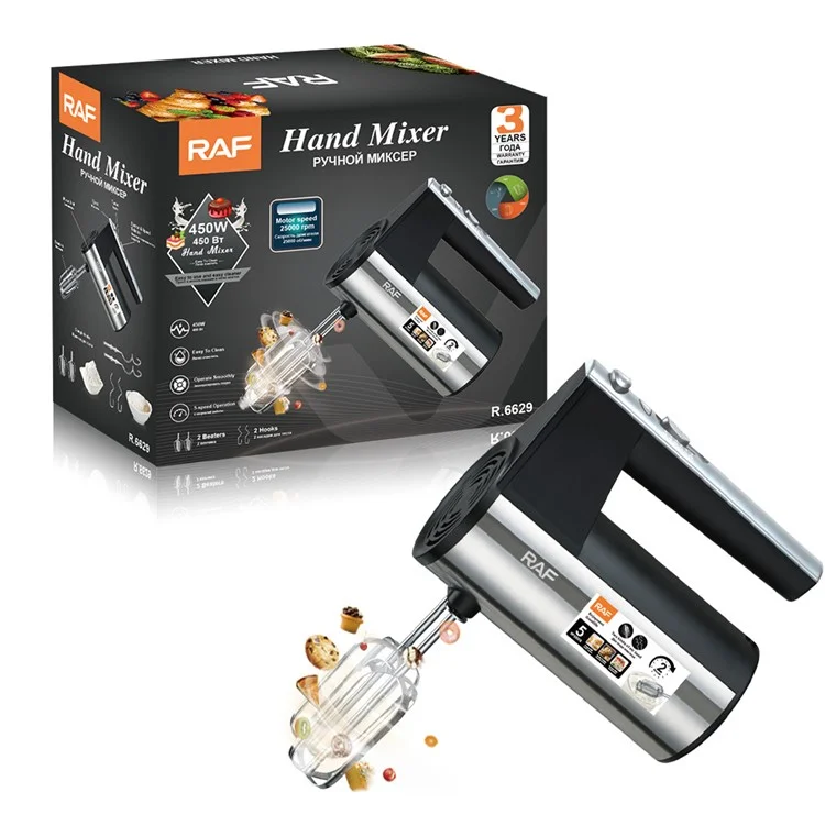 RAF R.6629 450W Egg Beater 5 Speed Manuale elettrico Mixer con base di stoccaggio, spina EU (senza BPA, No FDA)