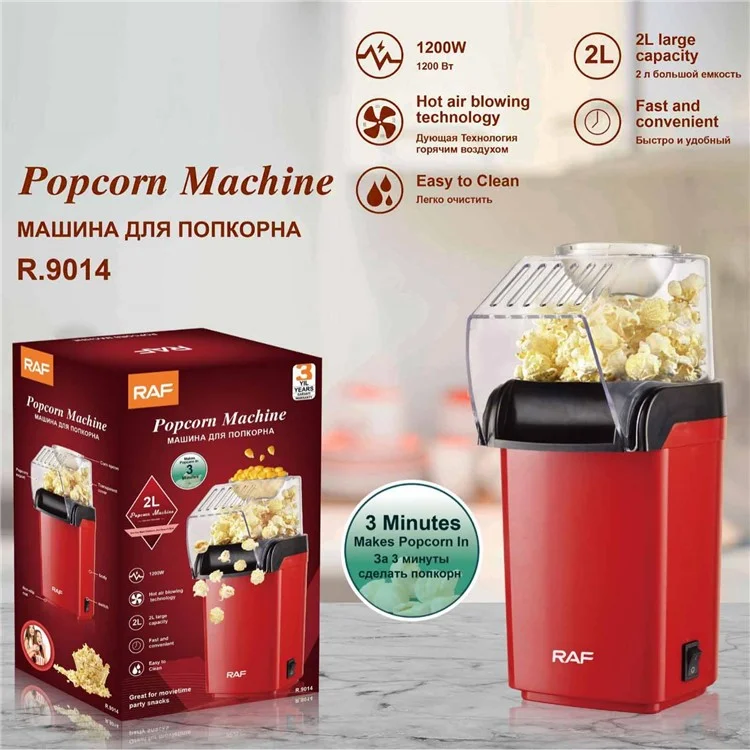RAF R.9014 EU Adapter Fast Hot Air Popcorn Popper DIY Popcorn Maker with Measuring Cup (Kein FDA, BPA-frei)