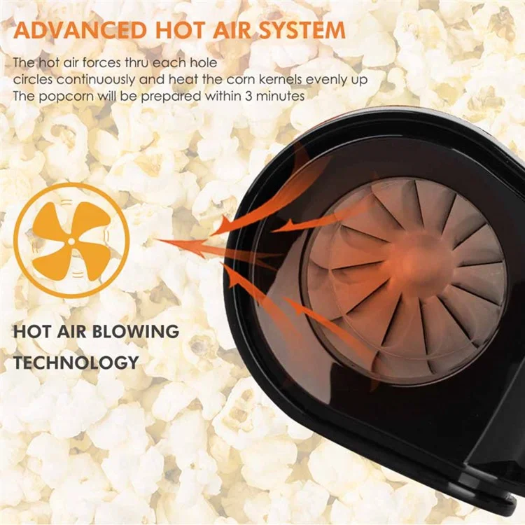 RAF R.9014 EU Adapter Fast Hot Air Popcorn Popper DIY Popcorn Maker with Measuring Cup (Kein FDA, BPA-frei)