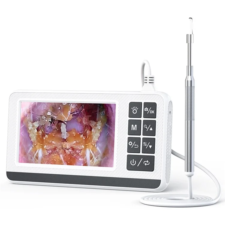P60 1080P Otoscope Ear Camera 4.3 inch Screen Borescope Ear Wax Visual Detecter with Earpick