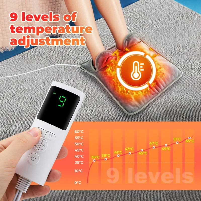 Winter Electric Feet Warmer 9 Gears Adjustable Foot Warming Mat Heating Pad with Timer - US Plug