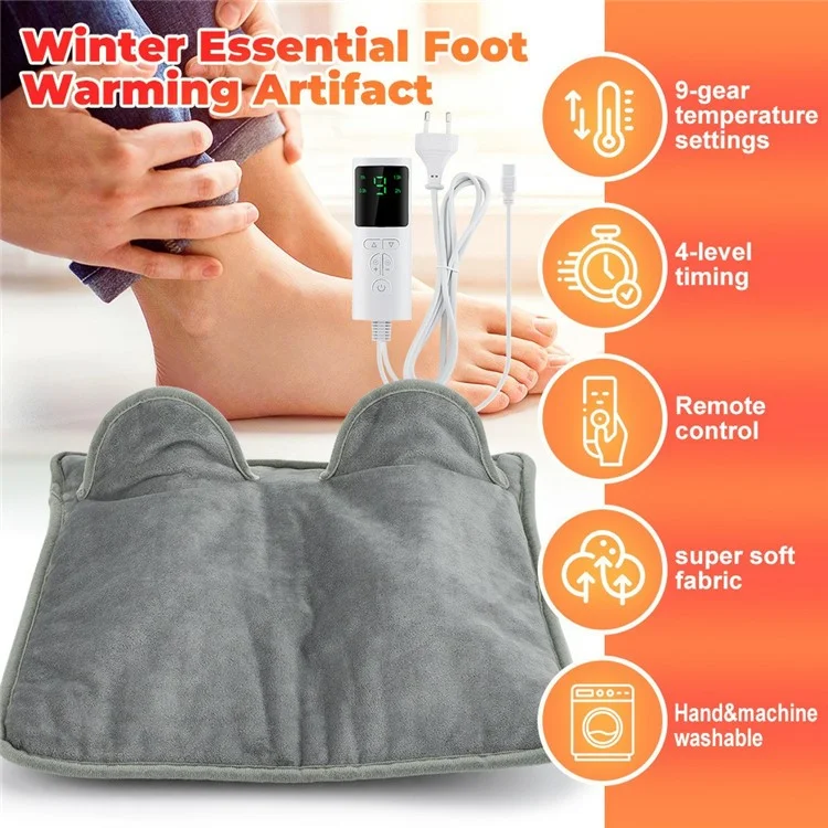 Winter Electric Feet Warmer 9 Gears Adjustable Foot Warming Mat Heating Pad with Timer - EU Plug