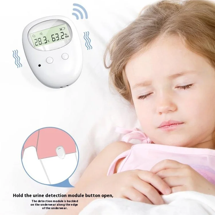 Wireless Bed Wetting Alarm Bedwetting Alarm with Charging Box Temperature / Humidity Display for Kids / Elderly