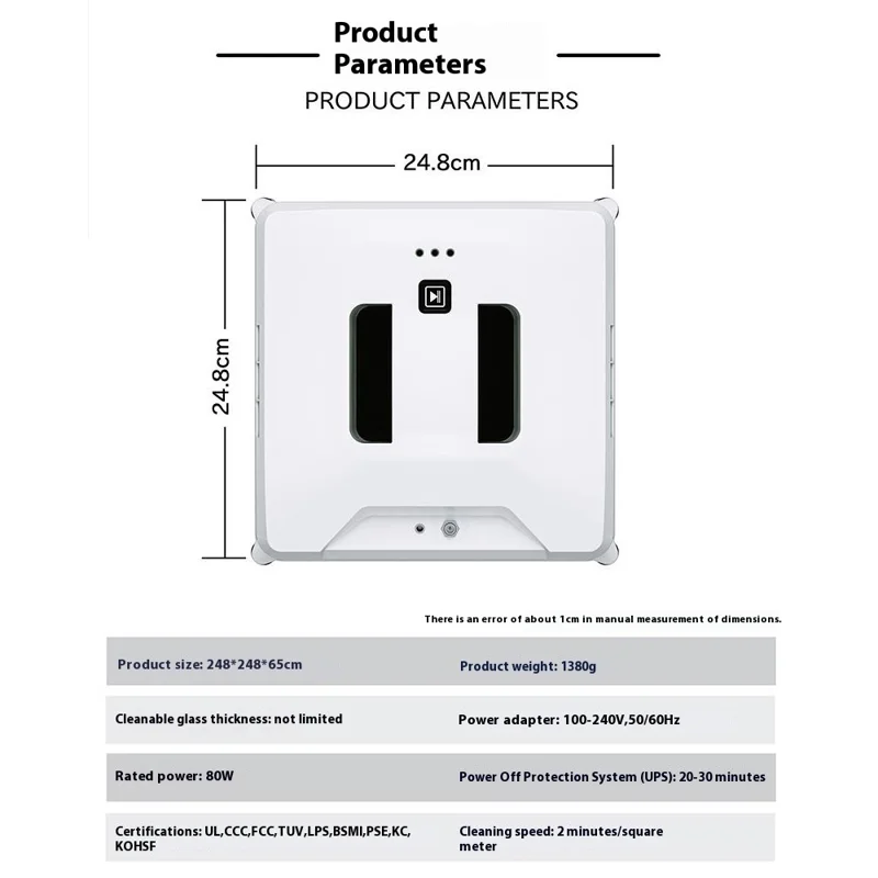 T38 Ultra-Thin Window Cleaning Robot Electric Household Remote Control Fully Automatic Glass Window Cleaner, EU Plug