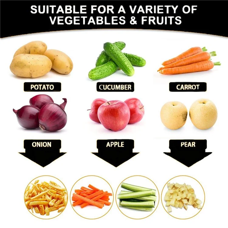Coupe-pommes de terre électrique, trancheuse à frites, coupe-légumes automatique (sans FDA, sans BPA) - Prise UE