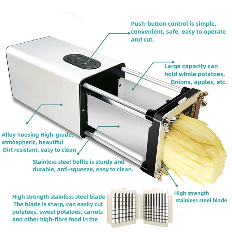 Coupe-frites électrique automatique pour la cuisine, coupe-légumes (sans FDA, sans BPA) - Prise UE