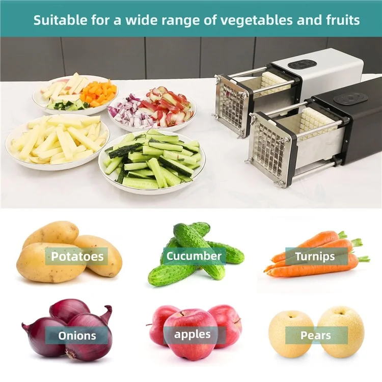 Coupe-frites électrique automatique pour la cuisine, coupe-légumes (sans FDA, sans BPA) - Prise UE