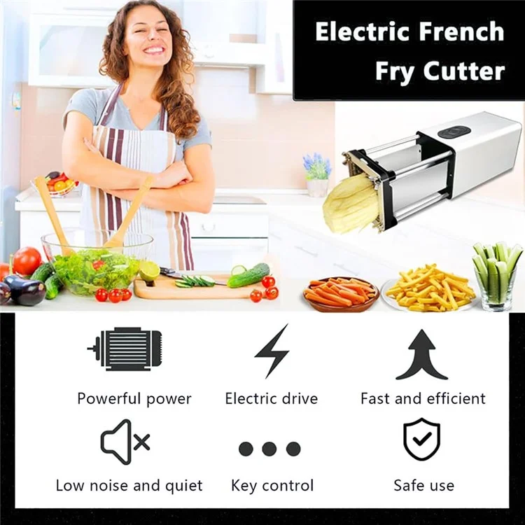 Coupe-frites électrique automatique pour la cuisine, coupe-légumes (sans FDA, sans BPA) - Prise UE