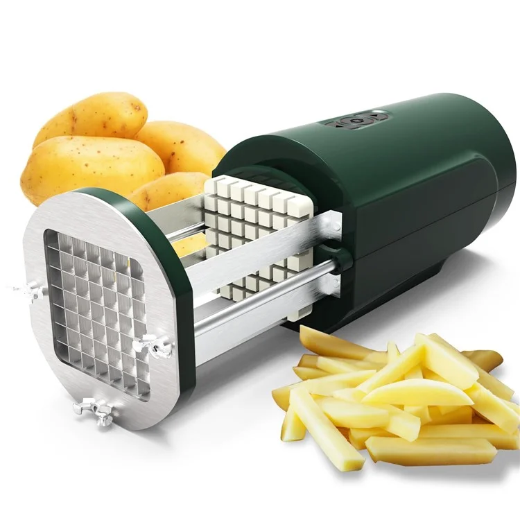 Cortador eléctrico de patatas fritas francesas de uso comercial con 2 cuchillas, cortador de verduras multifunción - Enchufe europeo