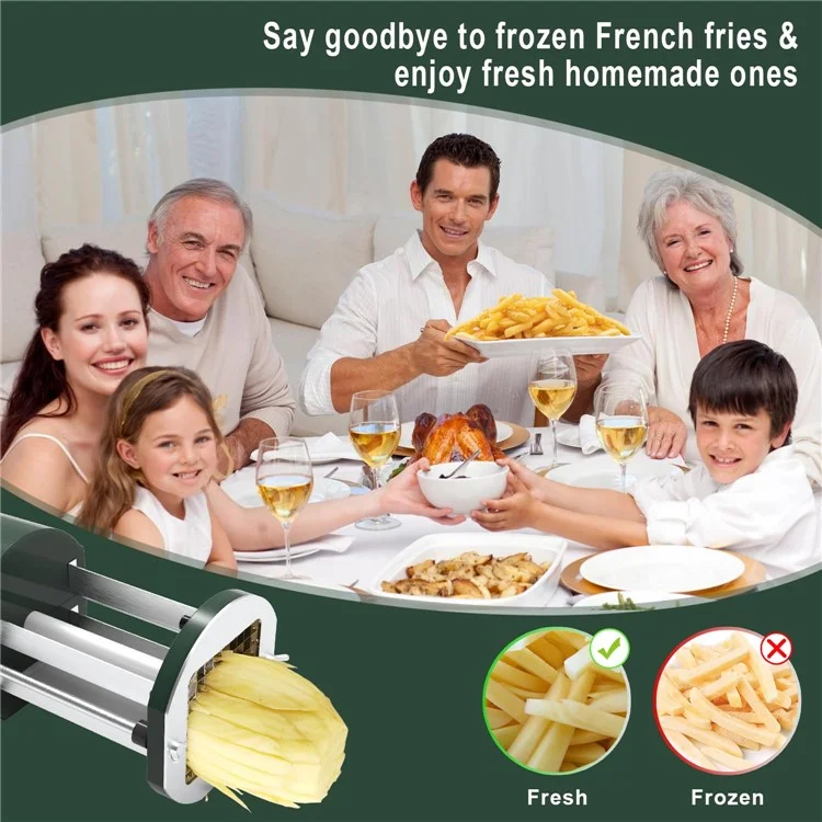 Cortador eléctrico de patatas fritas francesas de uso comercial con 2 cuchillas, cortador de verduras multifunción - Enchufe europeo