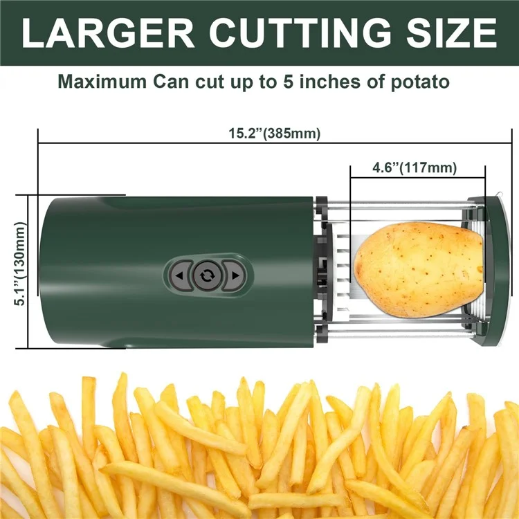 Cortador eléctrico de patatas fritas francesas de uso comercial con 2 cuchillas, cortador de verduras multifunción - Enchufe europeo