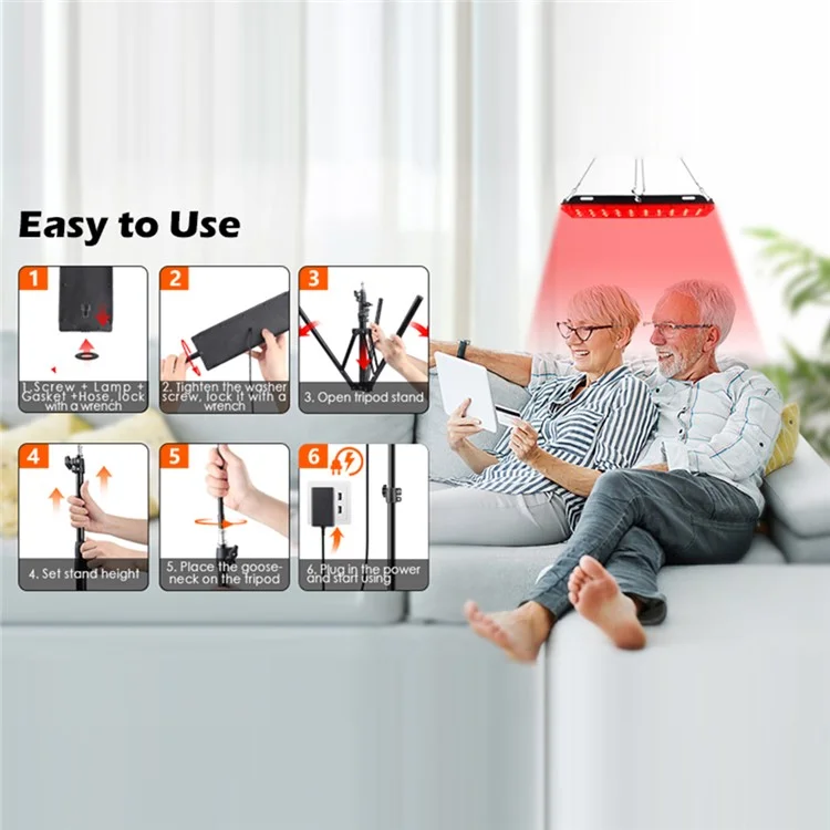 Einzelkopf-Infrarot-Physiotherapie-90-LED-Rotlichttherapie-Lampe mit verstellbarem Dreibeinstativ (EU-Stecker)