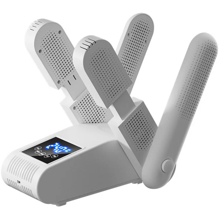 UV-Sterilisierender LED-Touch-Schuhtrockner mit intelligenter Konstanttemperatur 4-Kern-Trockengestell (EU-Stecker) - Weiß