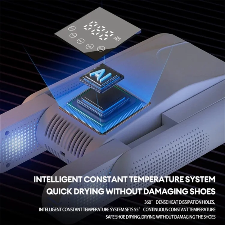 UV-Sterilisierender LED-Touch-Schuhtrockner mit intelligenter Konstanttemperatur 4-Kern-Trockengestell (EU-Stecker) - Weiß