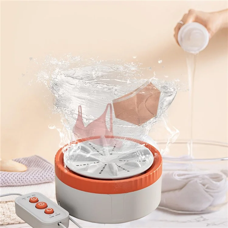 Lavadora mini portátil de 3 modos A19 para ropa interior y calcetines con temporizador para casa y viaje - Naranja