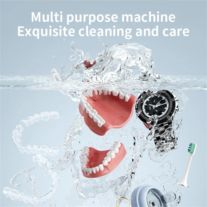 Ultrasonic Cleaner for Dentures  /  Jewelry  /  Watches UV Sterilizer Portable Household Cleaning Machine US Plug - White