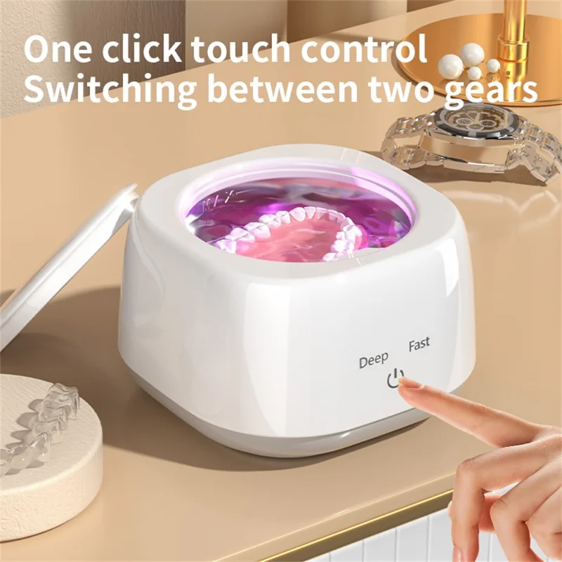 Ultrasonic Cleaner for Dentures  /  Jewelry  /  Watches UV Sterilizer Portable Household Cleaning Machine US Plug - White