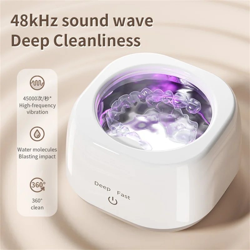 Ultrasonic Cleaner for Dentures  /  Jewelry  /  Watches UV Sterilizer Portable Household Cleaning Machine US Plug - White