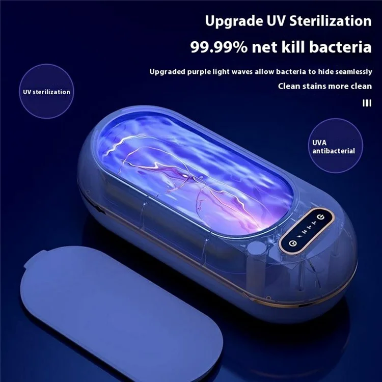 w100 3 Modes Eyeglasses Ultrasonic Cleaner with UV Sterilization for Automatic Mini Cleaning Box - White