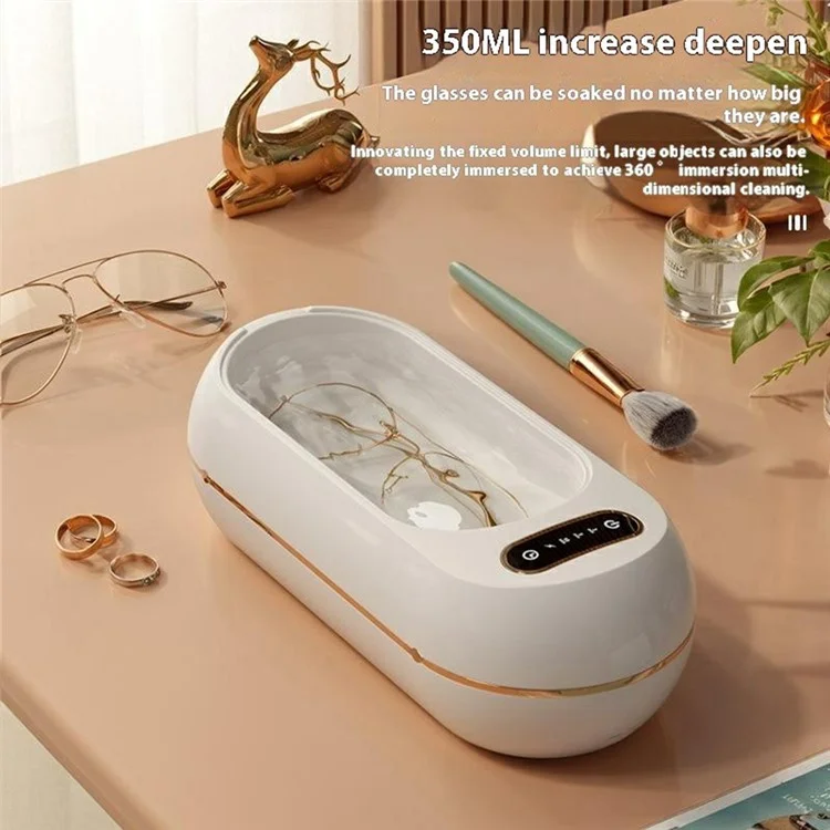 w100 3 Modes Eyeglasses Ultrasonic Cleaner with UV Sterilization for Automatic Mini Cleaning Box - White