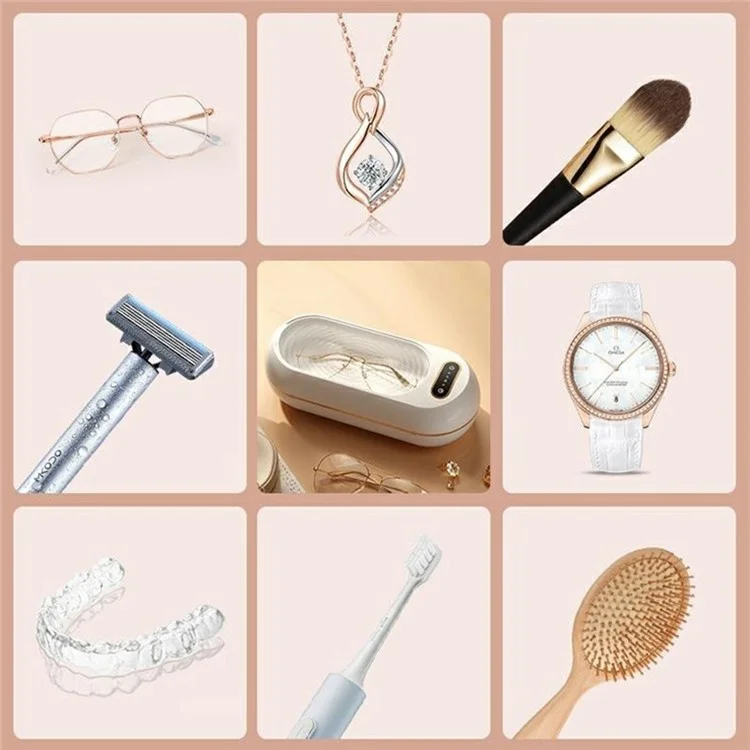 w100 3 Modes Eyeglasses Ultrasonic Cleaner with UV Sterilization for Automatic Mini Cleaning Box - White
