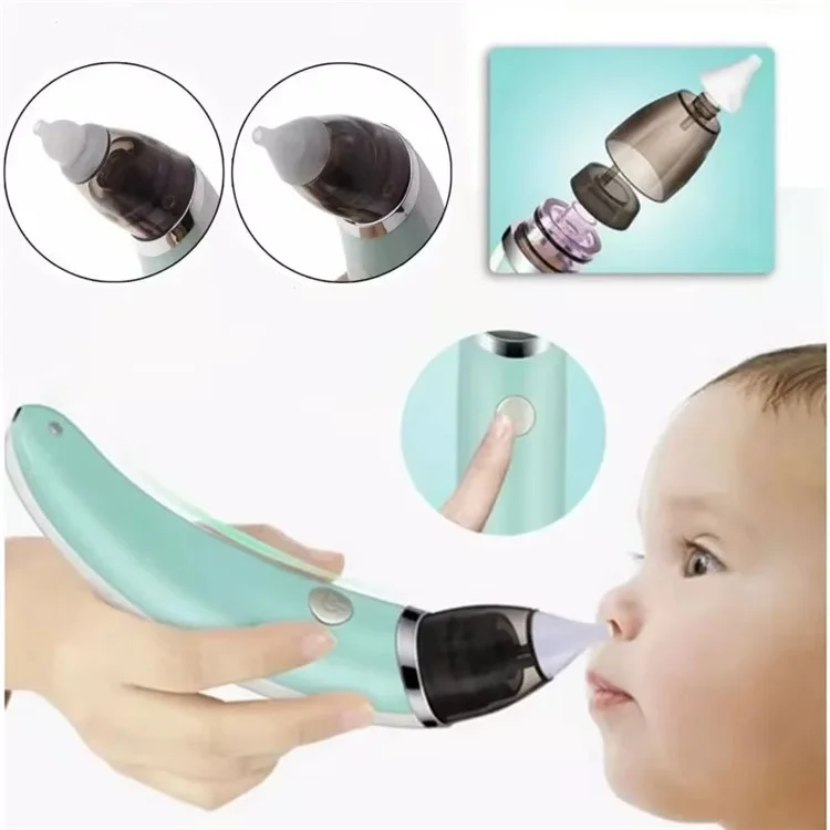 Baby Nasal Aspirator Electric Nose Cleaner for Newborns Infants Vacuum Suction Nose Cleaning Device - Blue