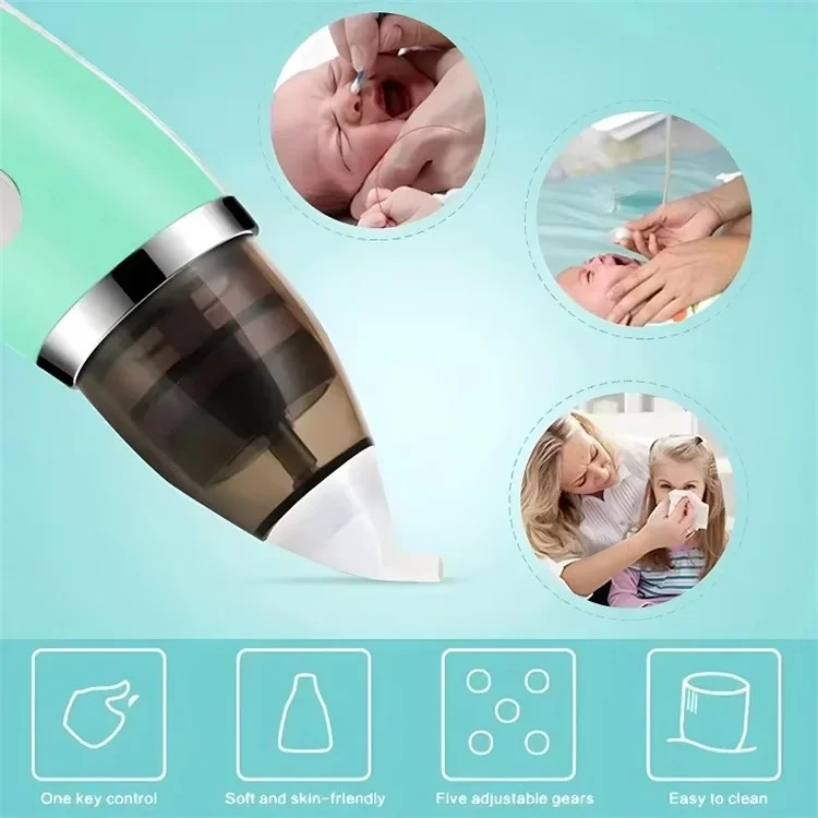 Baby Nasal Aspirator Electric Nose Cleaner for Newborns Infants Vacuum Suction Nose Cleaning Device - Blue
