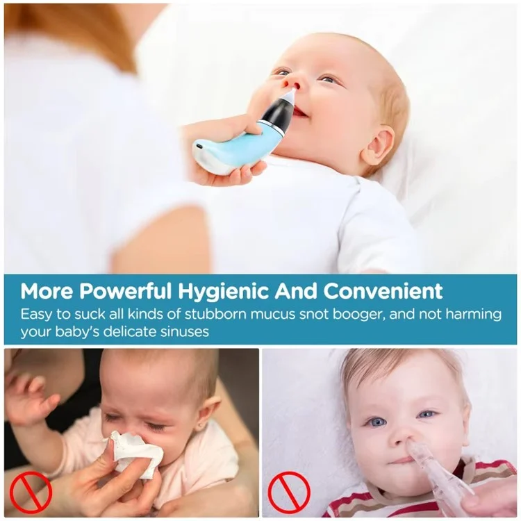 Baby Nasal Aspirator Electric Nose Cleaner for Newborns Infants Vacuum Suction Nose Cleaning Device - Blue