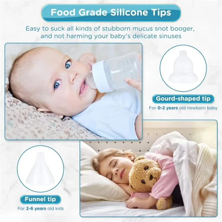 Baby Nasal Aspirator Electric Nose Cleaner for Newborns Infants Vacuum Suction Nose Cleaning Device - Blue