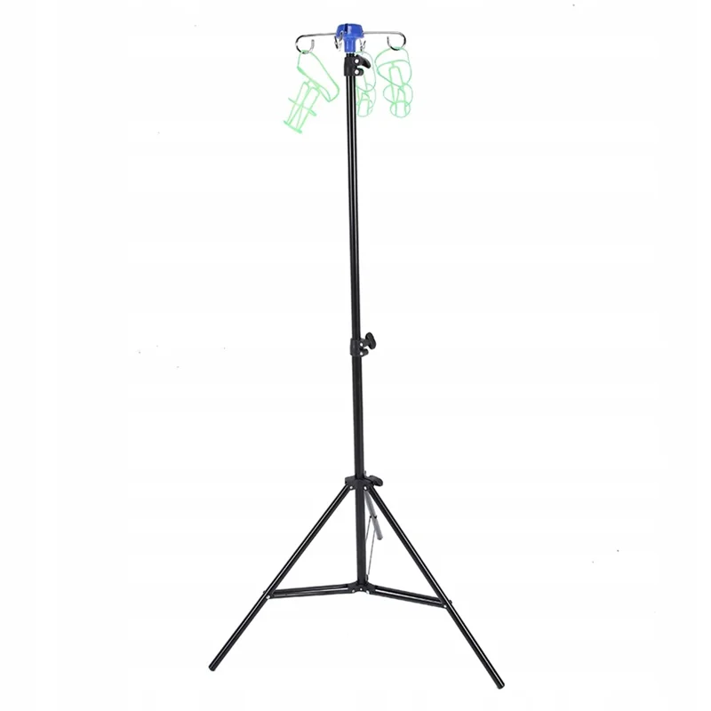 IV Drip Bag Stand Aluminum Alloy Foldable Base Adjustable Height IV Pole Stand with 4 Hooks