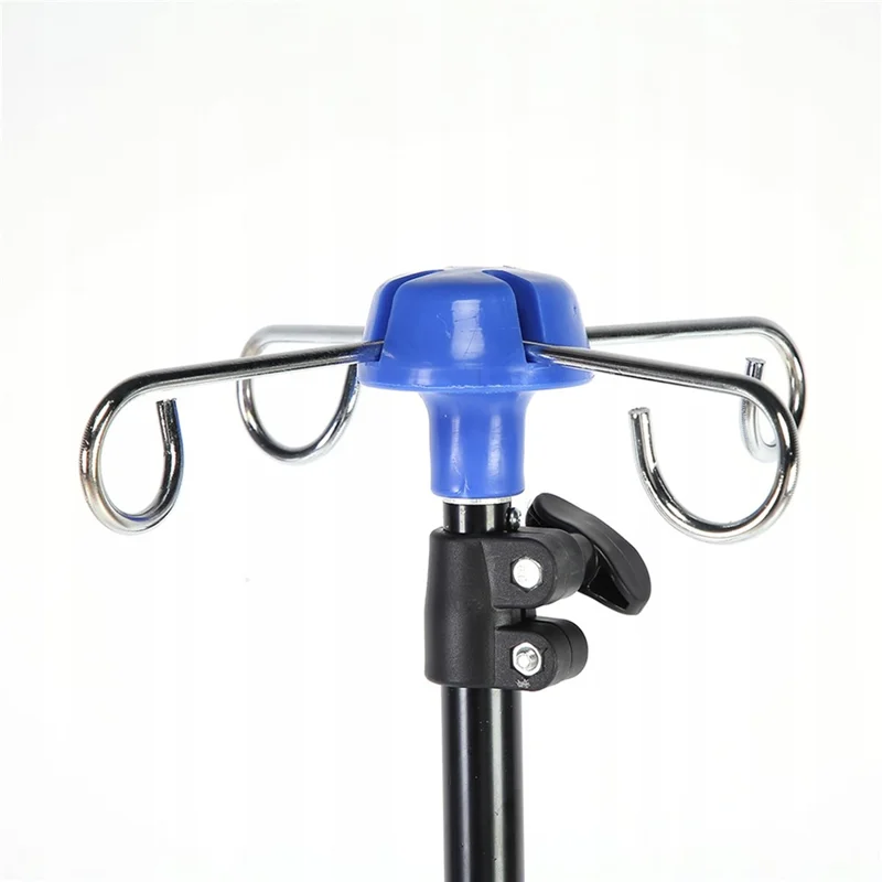 IV Drip Bag Stand Aluminum Alloy Foldable Base Adjustable Height IV Pole Stand with 4 Hooks